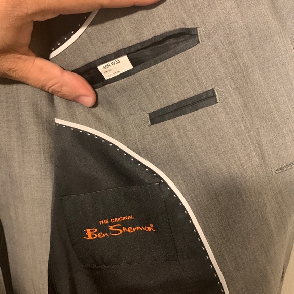 Ben Sherman Gray 2 button wool suit - Picture 4 of 6
